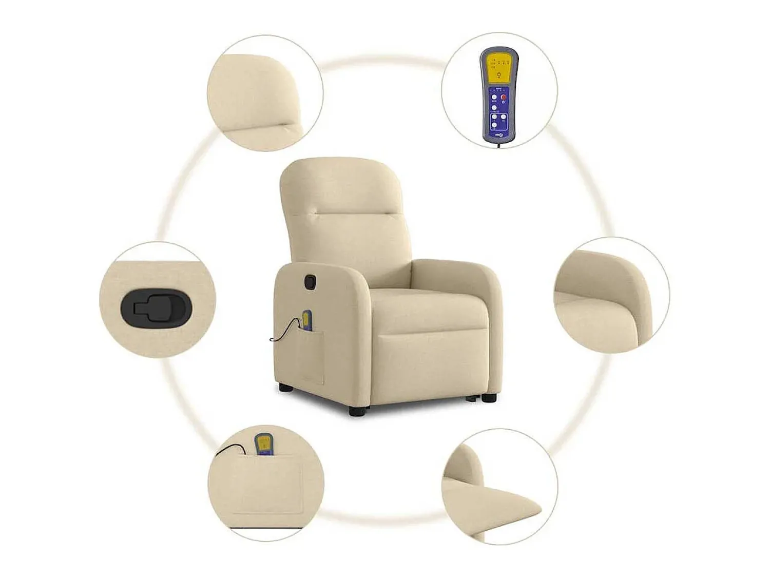 Poltrona* Poltrona elevatória de massagens tecido cor SHL685409 Creme
