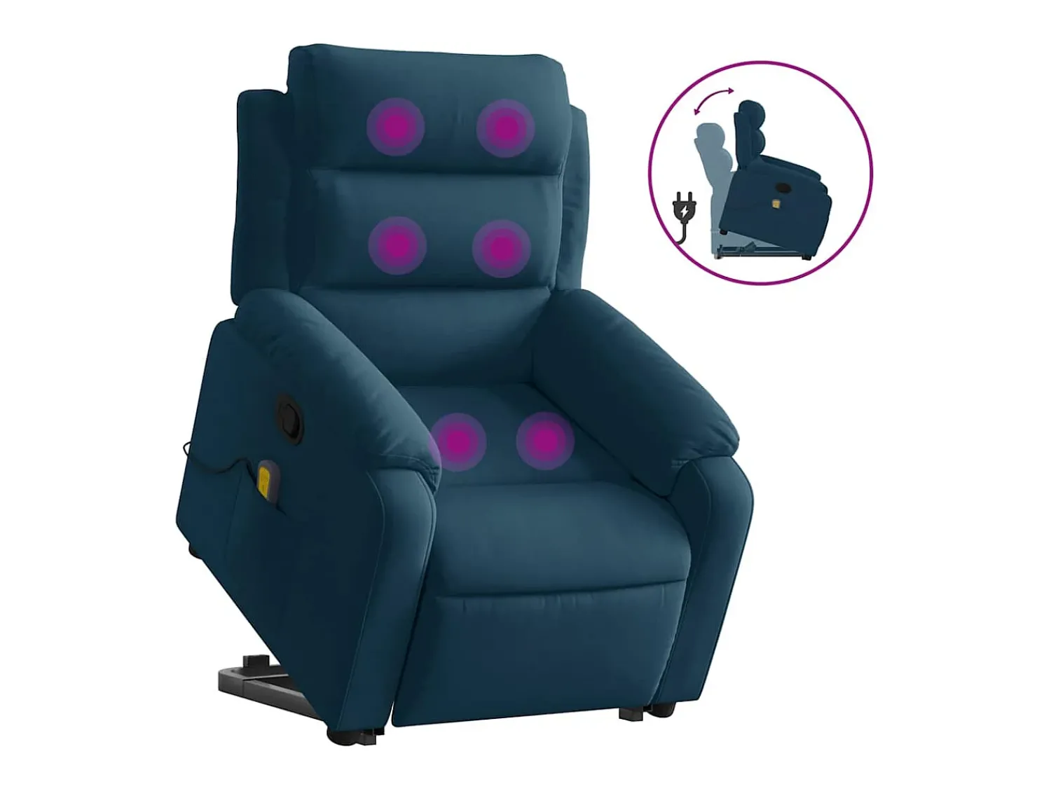 vidaxl Poltrona elevatória de massagens veludo^ Poltrona