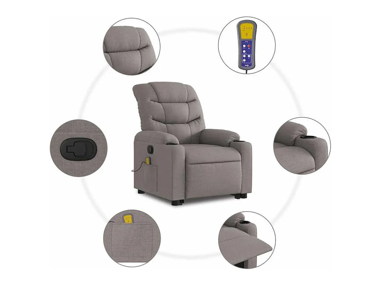 Poltrona* Poltrona elevatória de massagens tecido cinzento-acastanhado SHL374764 Taupe