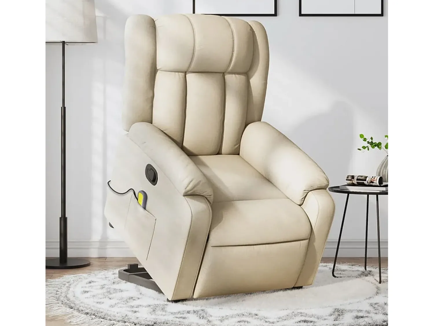 Sale Poltrona elevatória de massagens tecido cor SHL789544 Creme