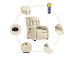 Sale Poltrona elevatória de massagens tecido cor SHL789544 Creme