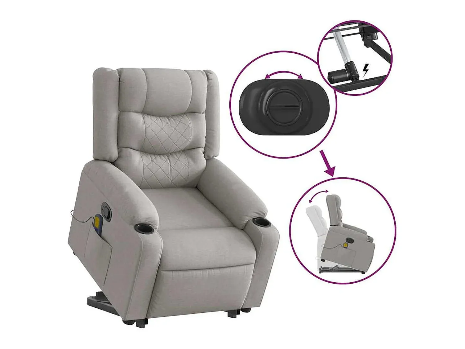 Poltrona* Poltrona elevatória de massagens tecido -nublado SHL287398 Cinzento