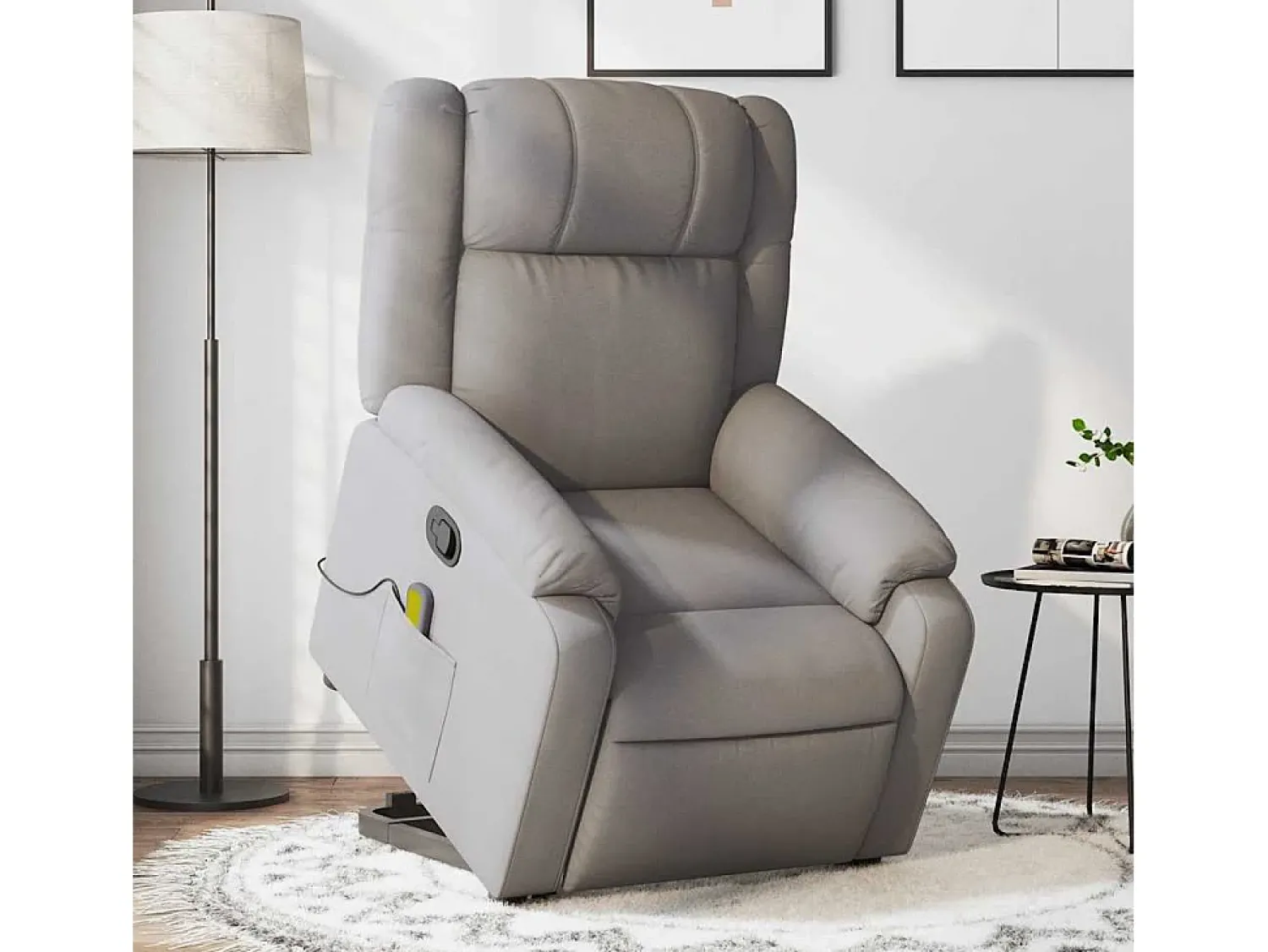 Poltrona elevatória de massagens tecido cinzento-acastanhado SHL722616^ Poltrona