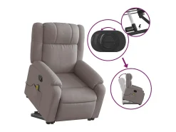 Poltrona elevatória de massagens tecido cinzento-acastanhado SHL722616^ Poltrona