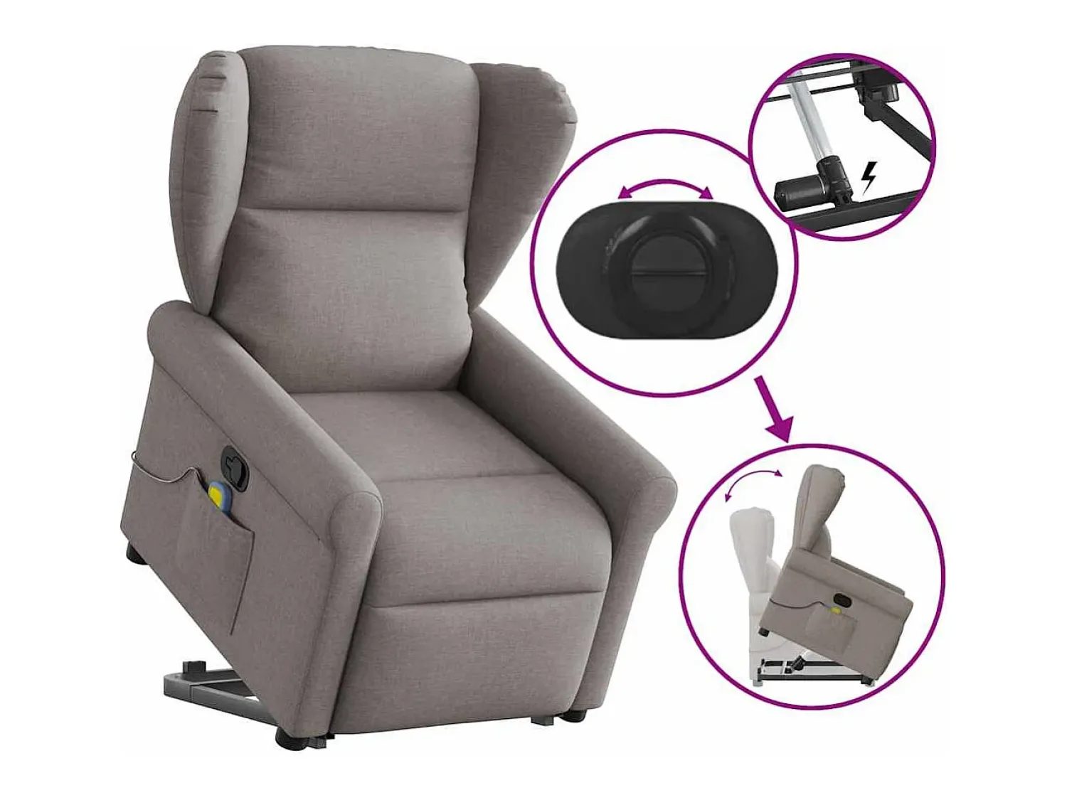 Poltrona* Poltrona elevatória de massagens tecido cinzento-acastanhado SHL467242 Taupe
