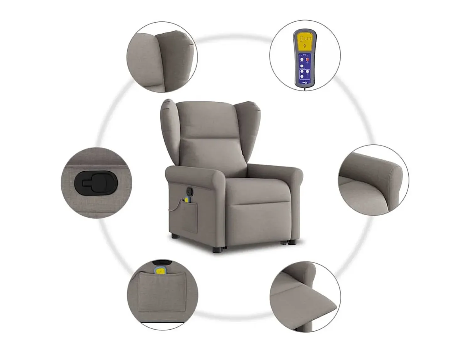 Poltrona* Poltrona elevatória de massagens tecido cinzento-acastanhado SHL467242 Taupe