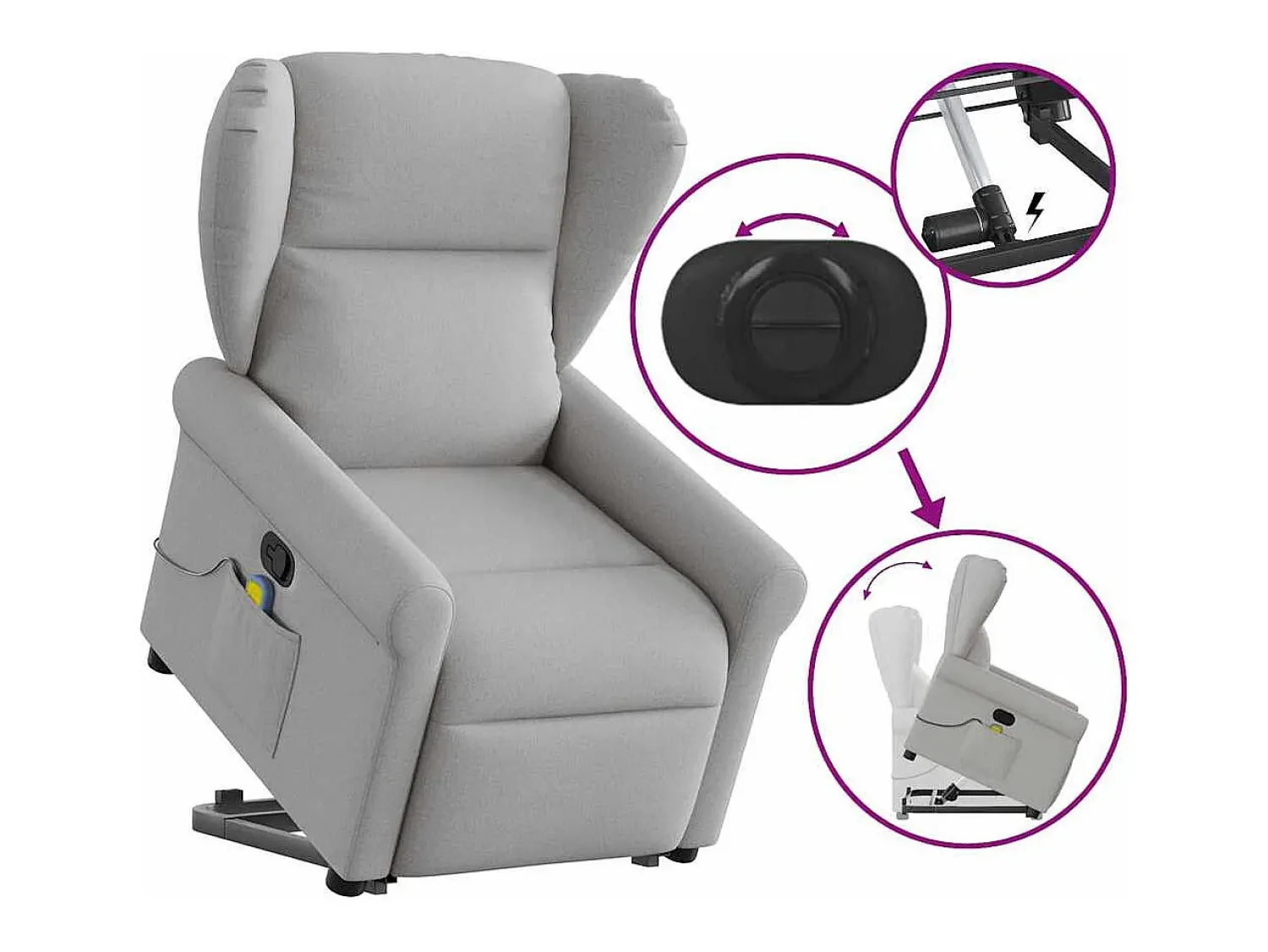 Poltrona* Poltrona elevatória de massagens tecido -nublado SHL526595 Cinzento