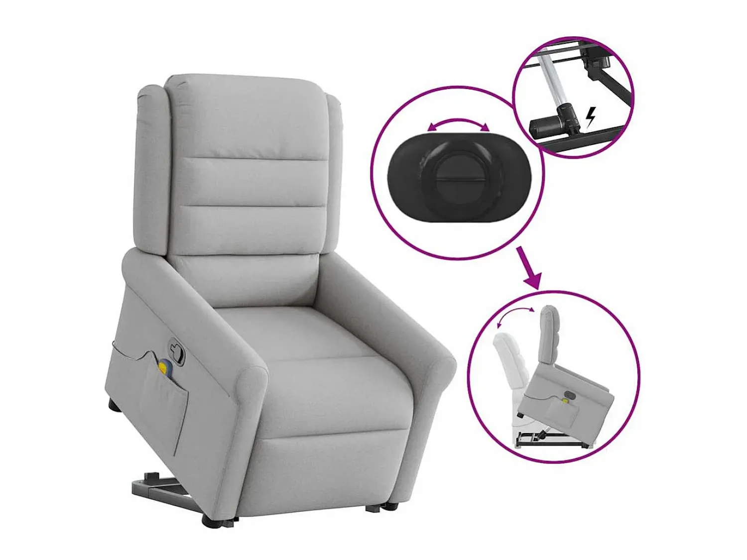 Poltrona elevatória de massagens tecido -nublado SHL489199^ Poltrona