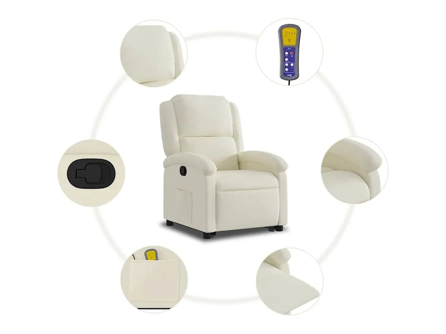 Poltrona| Poltrona elevatória de massagens veludo cor SHL49230 Creme