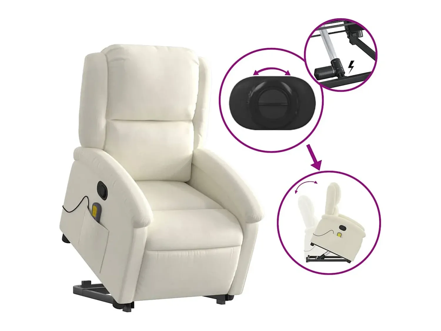 Poltrona| Poltrona elevatória de massagens veludo cor SHL49230 Creme