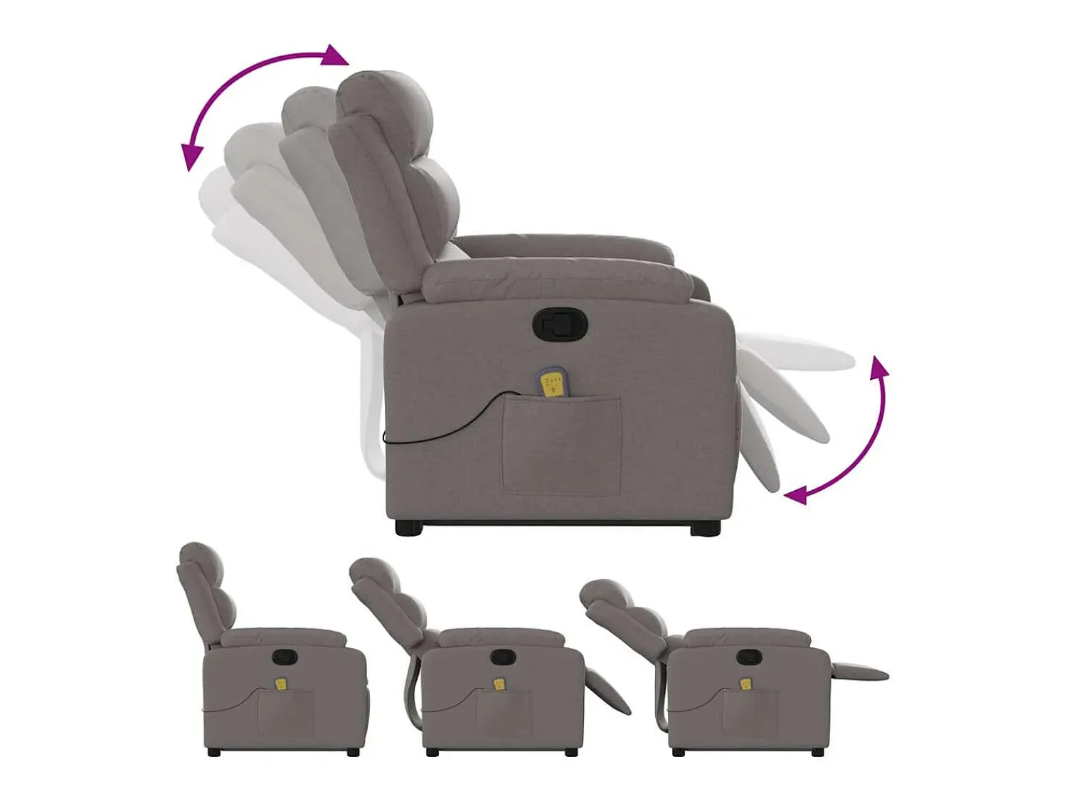 Clearance Poltrona elevatória de massagens tecido cinzento-acastanhado SHL925689 Taupe