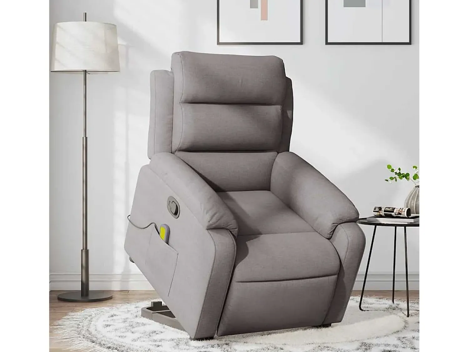 Clearance Poltrona elevatória de massagens tecido cinzento-acastanhado SHL925689 Taupe