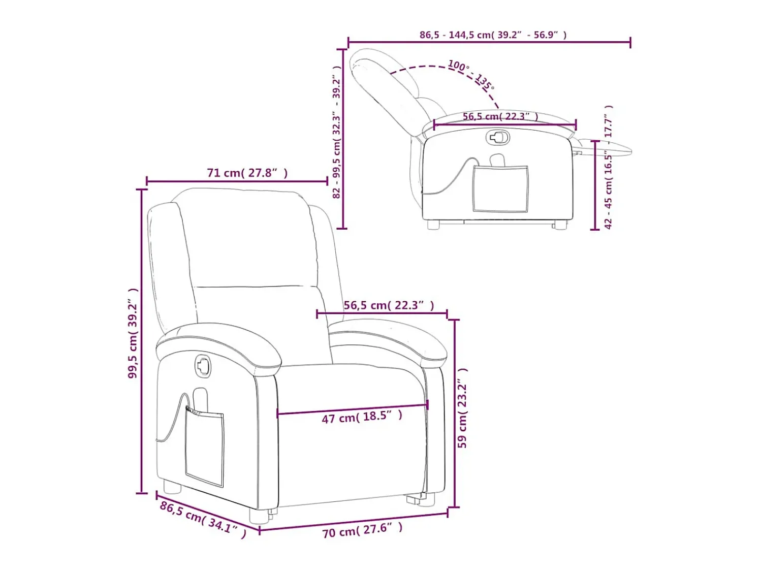 New vidaxl Poltrona elevatória de massagens veludo Azul