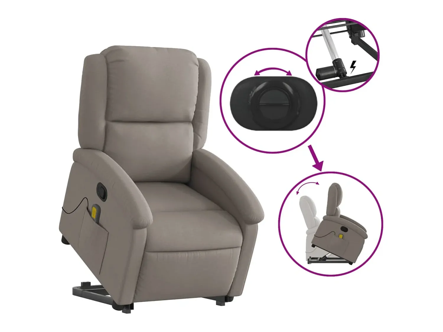 Poltrona* Poltrona elevatória de massagens tecido cinzento-acastanhado SHL424067 Taupe