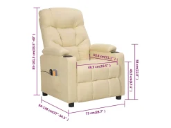 Poltrona|vidaxl Poltrona elevatória de massagens elétrica tecido Creme