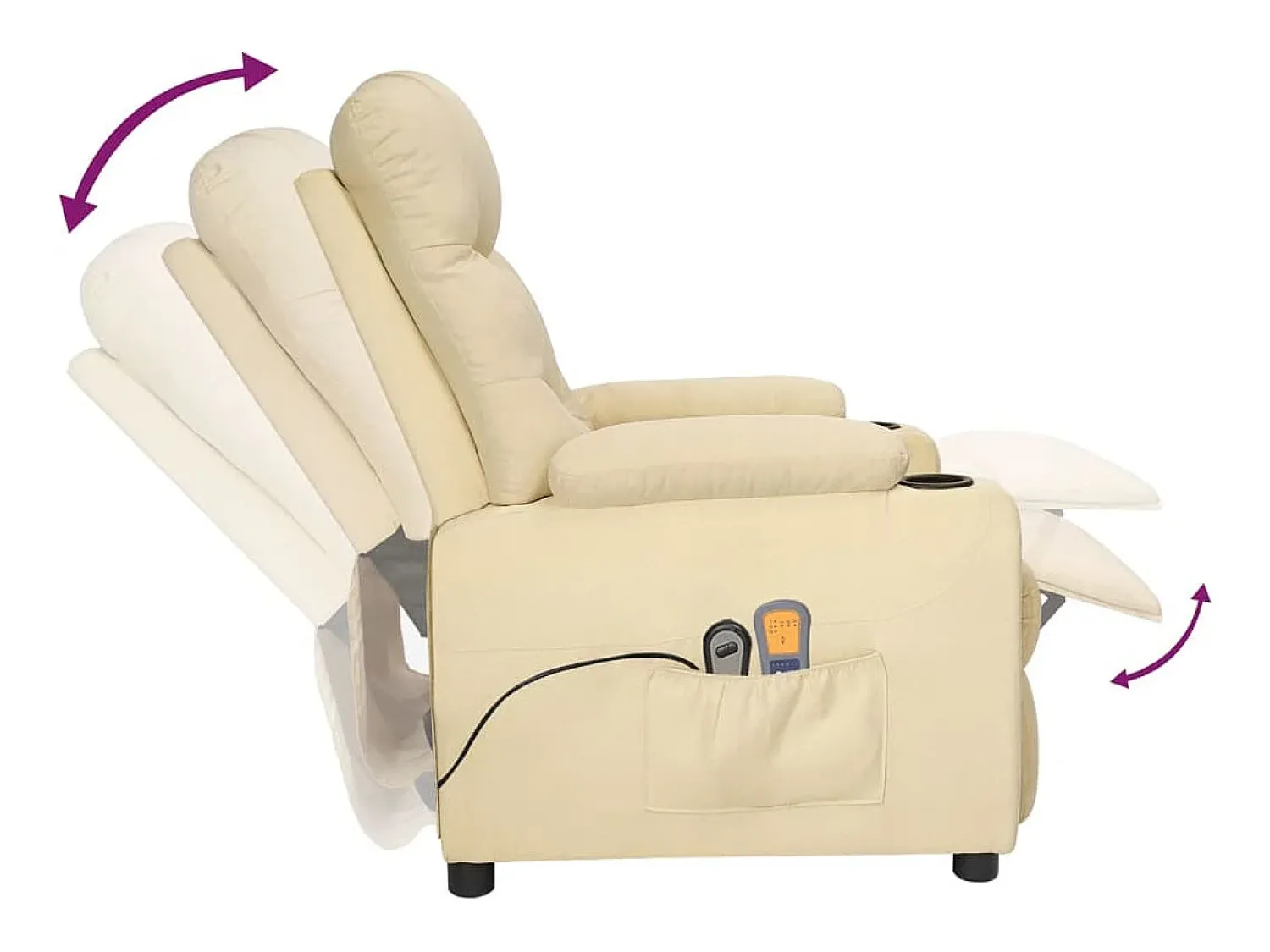 Poltrona|vidaxl Poltrona elevatória de massagens elétrica tecido Creme