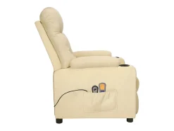 Poltrona|vidaxl Poltrona elevatória de massagens elétrica tecido Creme