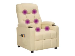Poltrona|vidaxl Poltrona elevatória de massagens elétrica tecido Creme