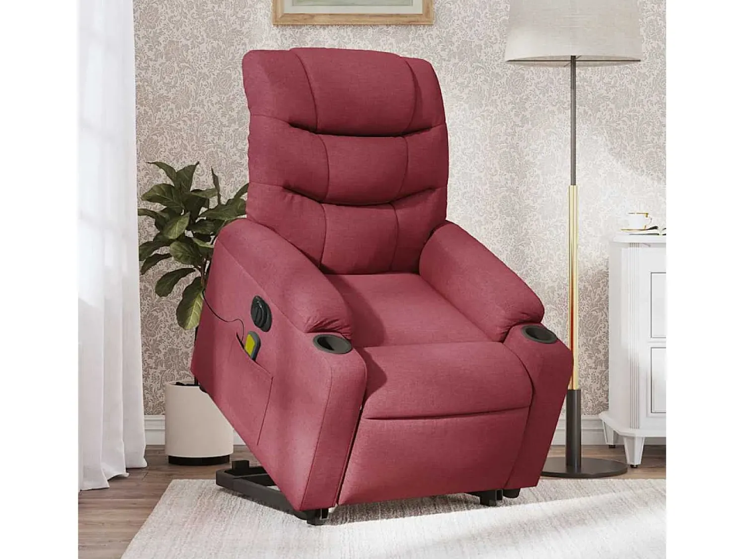 Poltrona elevatória de massagens elétrica tecido tinto SHL186268^ Poltrona