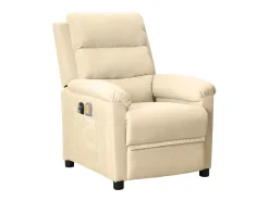 Poltrona|vidaxl Poltrona elevatória de massagens elétrica tecido Creme