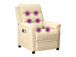 Poltrona|vidaxl Poltrona elevatória de massagens elétrica tecido Creme