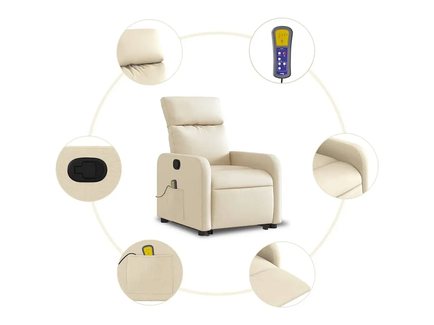 Poltrona* Poltrona elevatória de massagens tecido cor SHL986182 Creme
