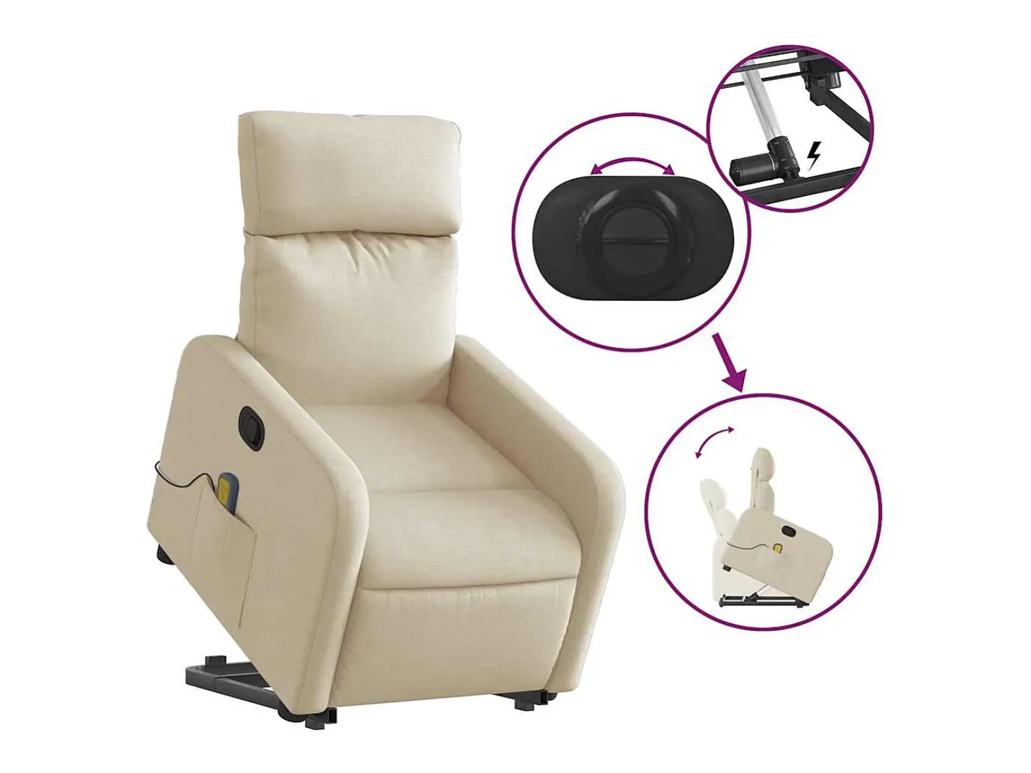 Poltrona* Poltrona elevatória de massagens tecido cor SHL986182 Creme