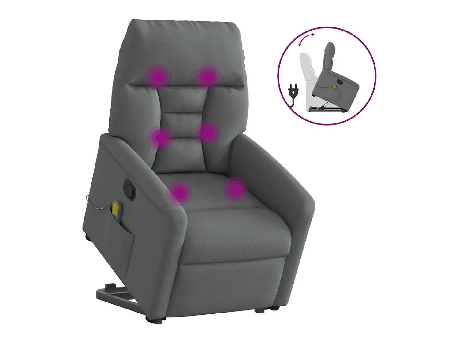Outlet Poltrona elevatória de massagens tecido cinzento-escuro SHL155133 Cinza antracite