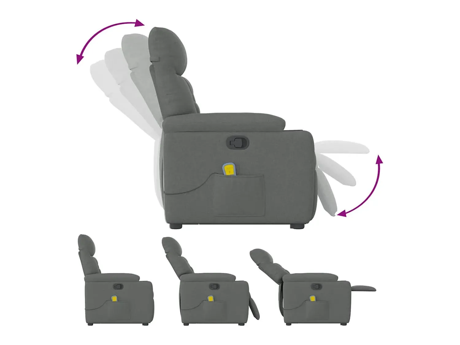Outlet Poltrona elevatória de massagens tecido cinzento-escuro SHL155133 Cinza antracite