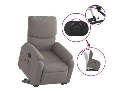 Poltrona elevatória de massagens tecido cinzento-acastanhado SHL111412^ Poltrona