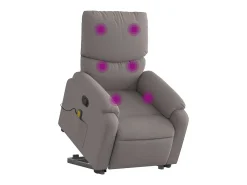 Poltrona elevatória de massagens tecido cinzento-acastanhado SHL111412^ Poltrona