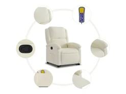 Sale vidaxl Poltrona elevatória de massagens veludo cor Creme