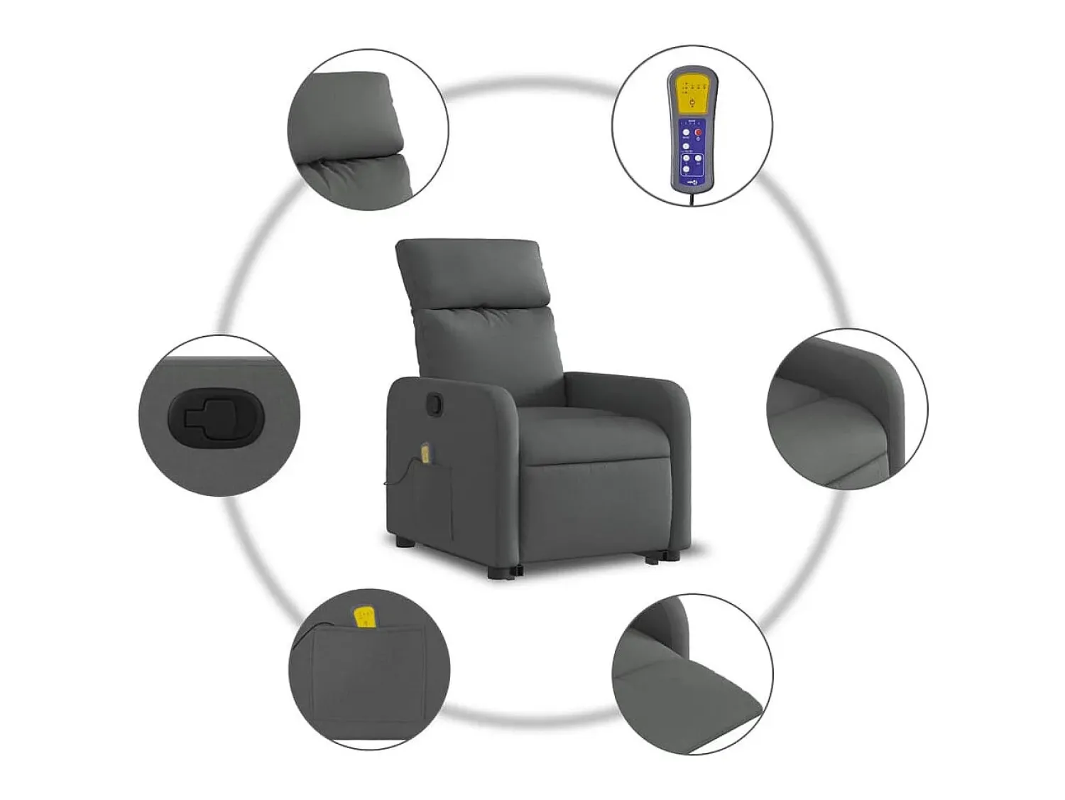 Poltrona| Poltrona elevatória de massagens tecido cinzento-escuro SHL412591 Cinza antracite