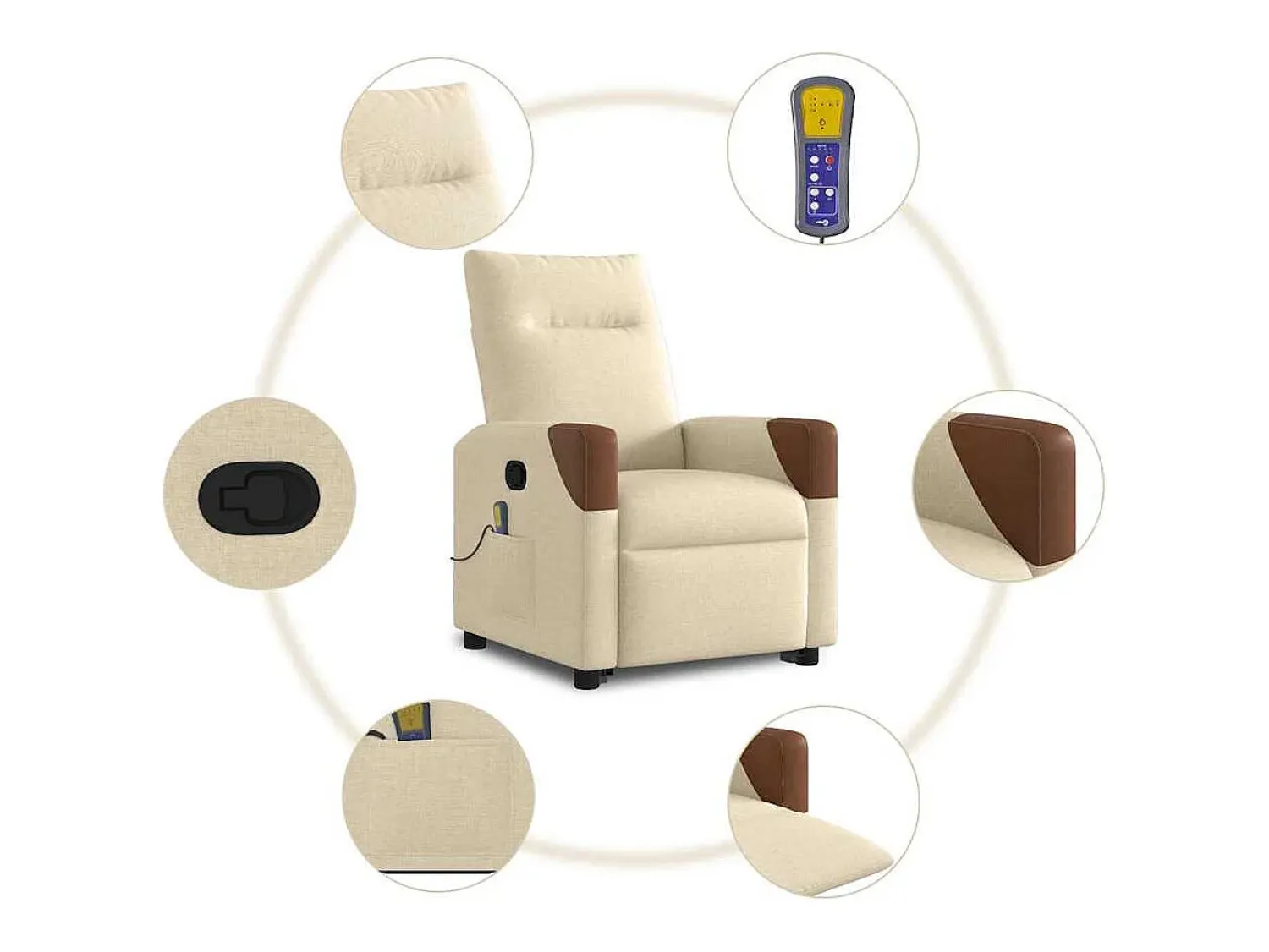 Sale Poltrona elevatória de massagens tecido cor SHL145258 Creme
