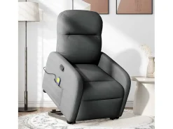 Poltrona*vidaxl Poltrona elevatória de massagens tecido -escuro Cinzento