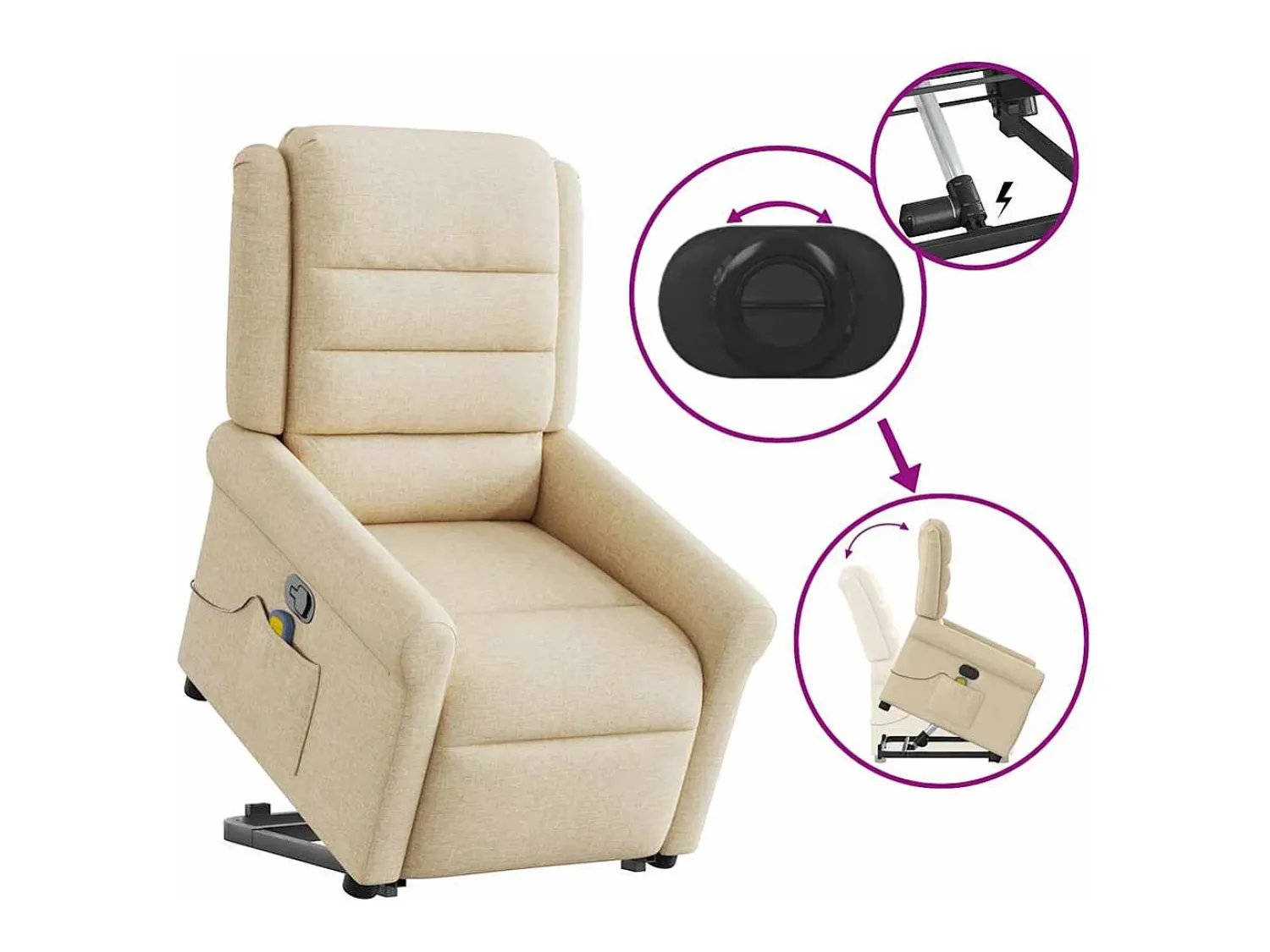 Outlet Poltrona elevatória de massagens tecido cor SHL730095 Creme
