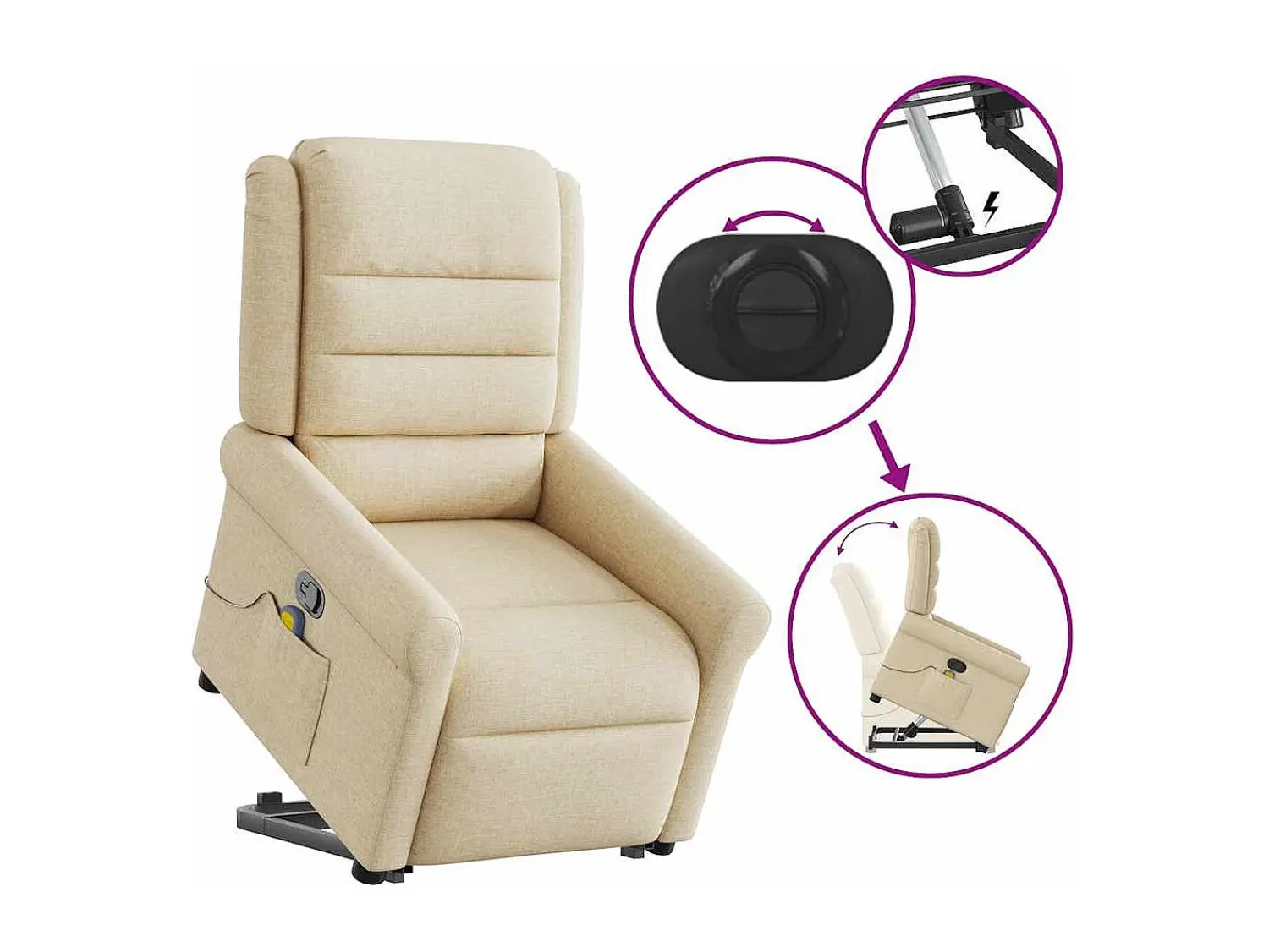 Outlet Poltrona elevatória de massagens tecido cor SHL730095 Creme