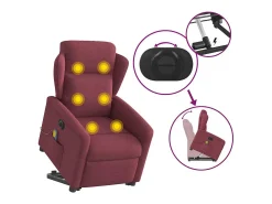 Sale Poltrona elevatória de massagens elétrica tecido tinto SHL359514 Vermelho