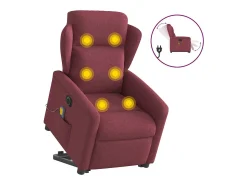 Sale Poltrona elevatória de massagens elétrica tecido tinto SHL359514 Vermelho