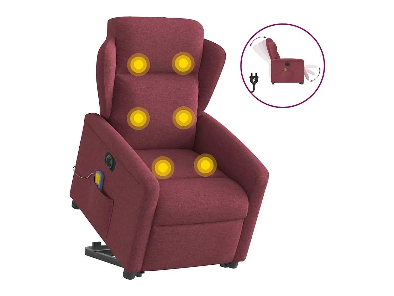 Sale Poltrona elevatória de massagens elétrica tecido tinto SHL359514 Vermelho
