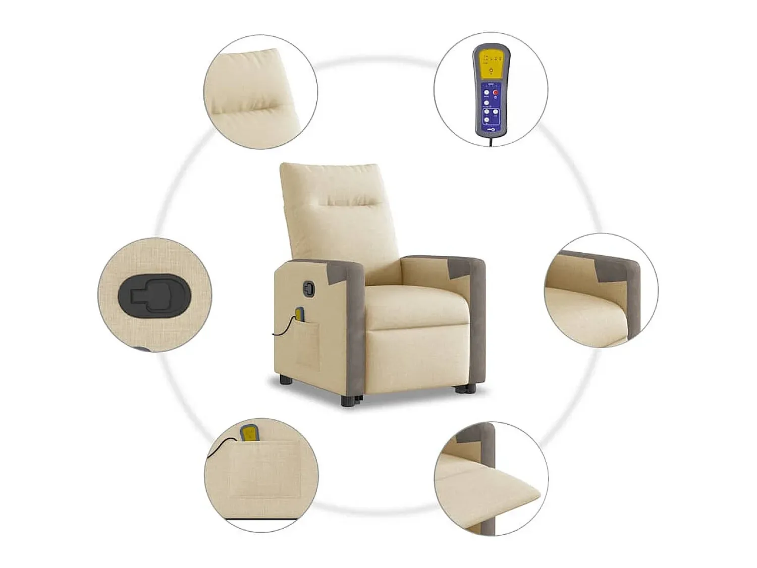 Poltrona| Poltrona elevatória de massagens tecido cor SHL585674 Creme