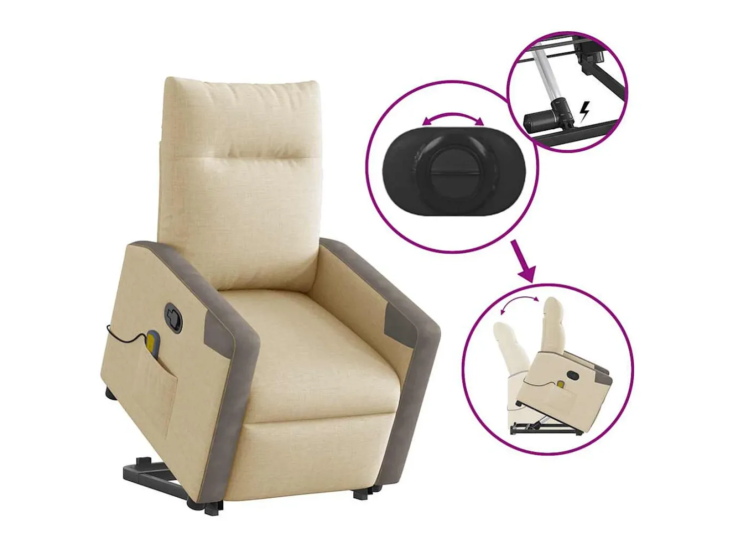 Poltrona| Poltrona elevatória de massagens tecido cor SHL585674 Creme
