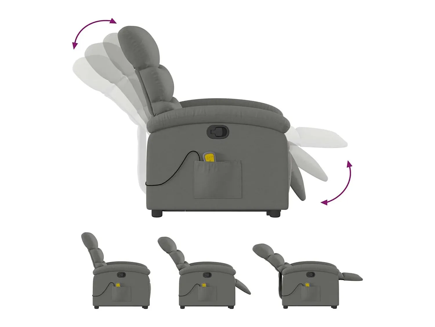 Poltrona elevatória de massagens tecido cinzento-escuro SHL281313^ Poltrona