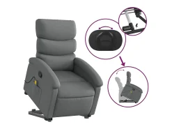 Poltrona elevatória de massagens tecido cinzento-escuro SHL281313^ Poltrona
