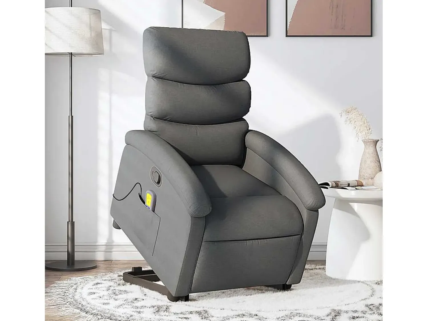 Poltrona elevatória de massagens tecido cinzento-escuro SHL281313^ Poltrona