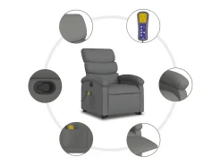 Poltrona elevatória de massagens tecido cinzento-escuro SHL281313^ Poltrona
