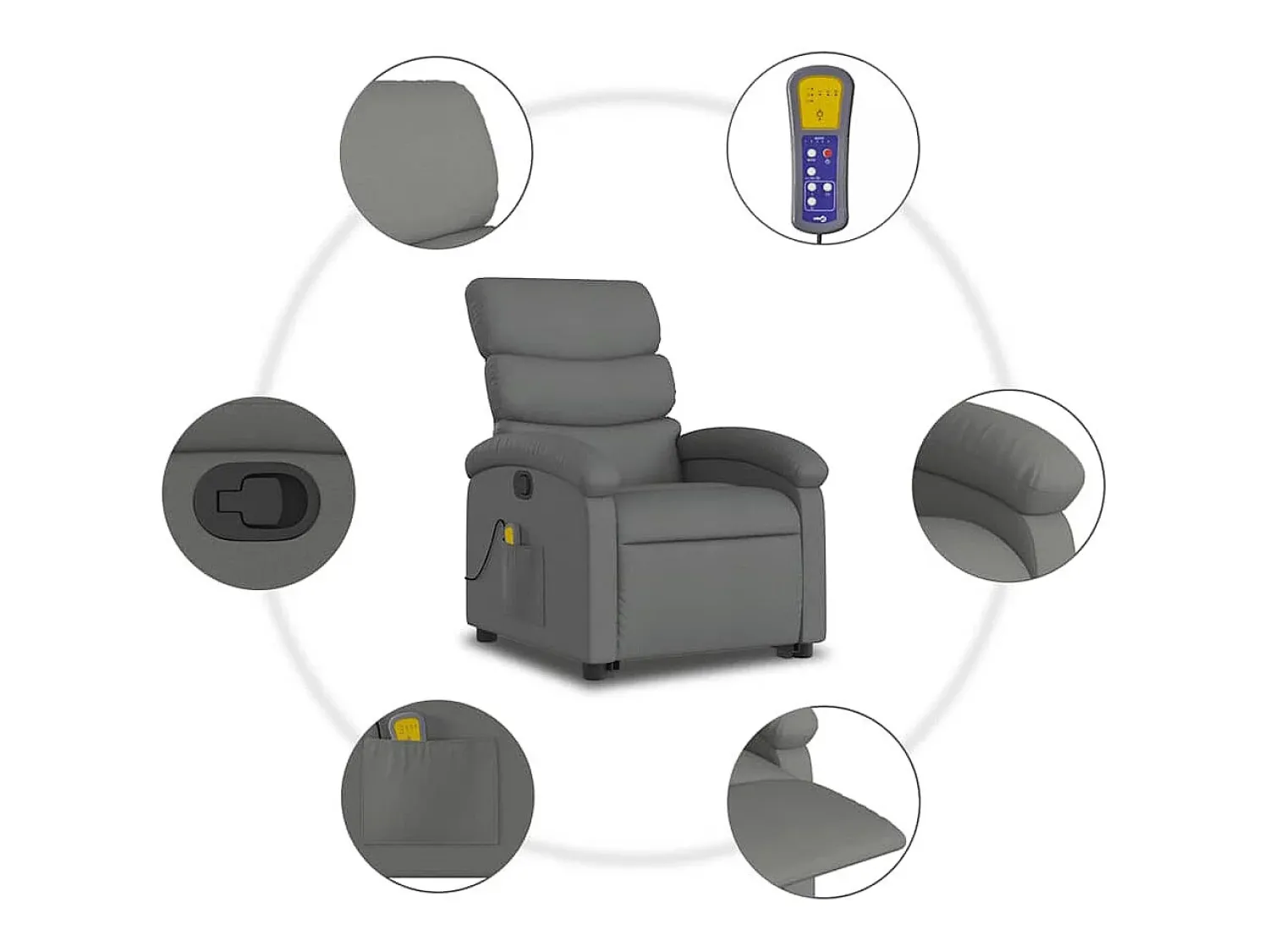 Poltrona elevatória de massagens tecido cinzento-escuro SHL281313^ Poltrona