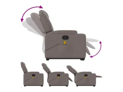 Poltrona elevatória de massagens tecido cinzento-acastanhado SHL656678^ Poltrona
