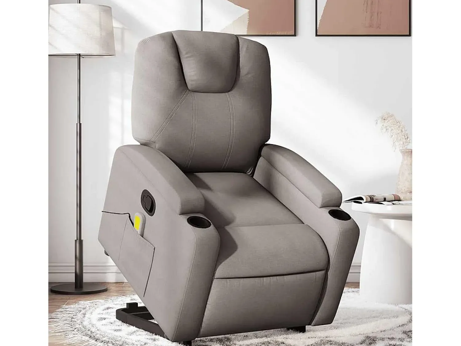 Poltrona elevatória de massagens tecido cinzento-acastanhado SHL656678^ Poltrona