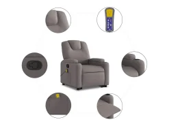 Poltrona elevatória de massagens tecido cinzento-acastanhado SHL656678^ Poltrona